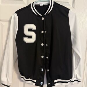SHEIN Black and White Lettered Jacket
